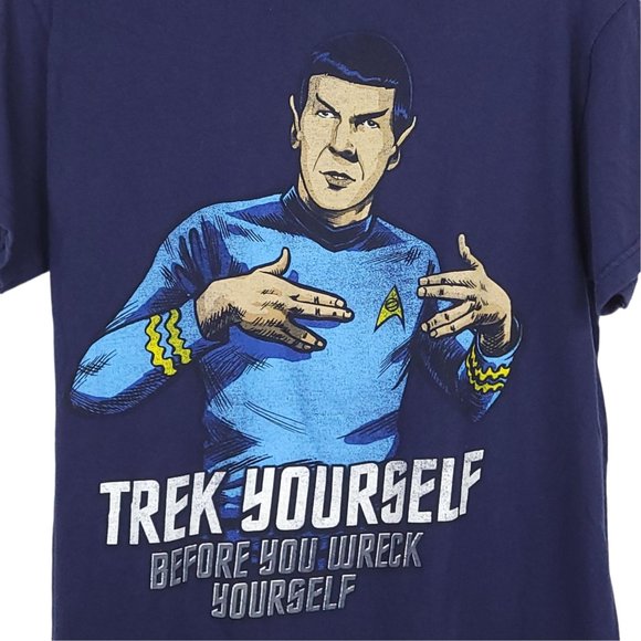 Star Trek T Shirt Size Small Spock Trek Yourself Before You Wreck Yourself Blue - Picture 4 of 6